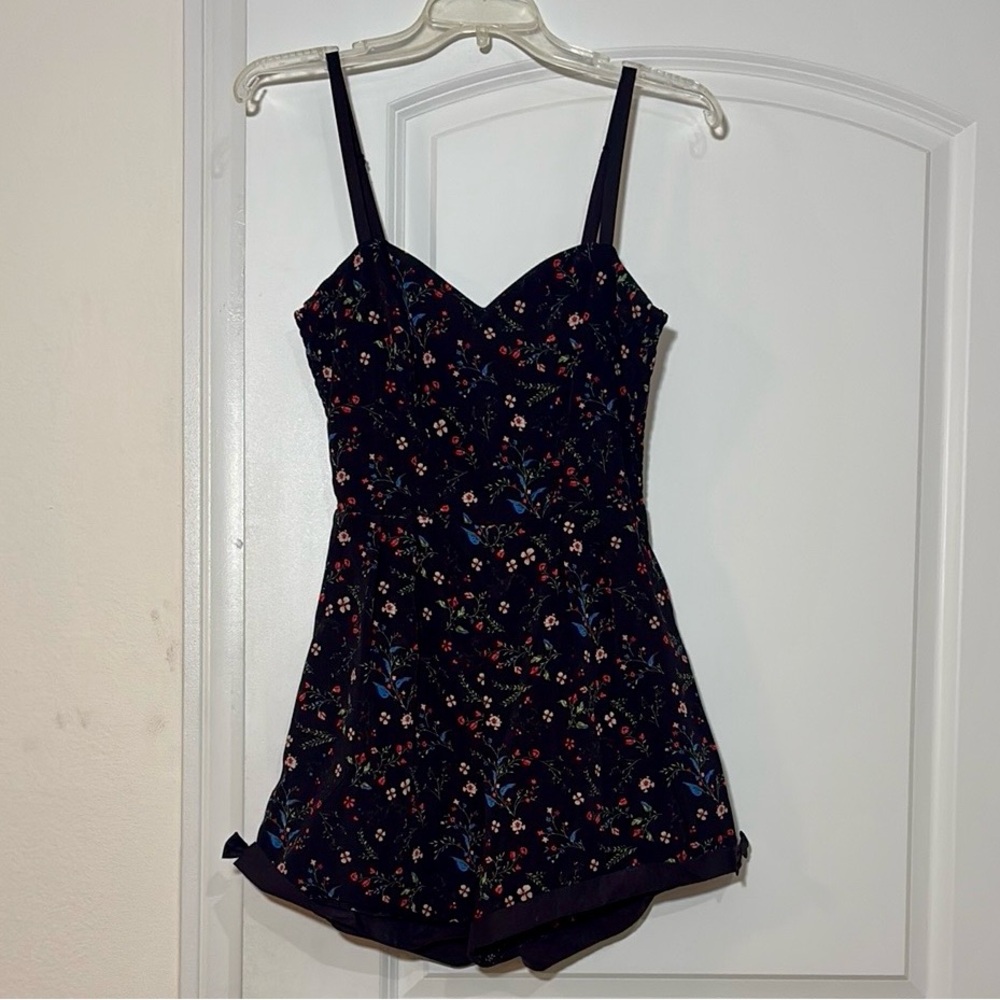 Unique Vintage Black Floral Romper Size S/4